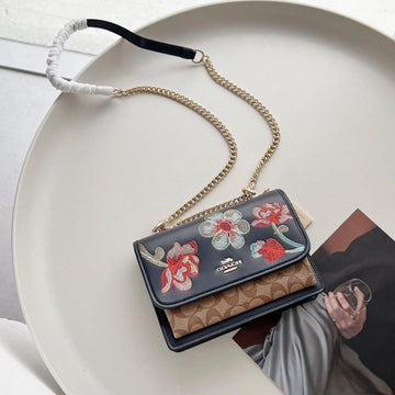 Coach Klare Floral Signature Crossbody Bag ( Floral Black )