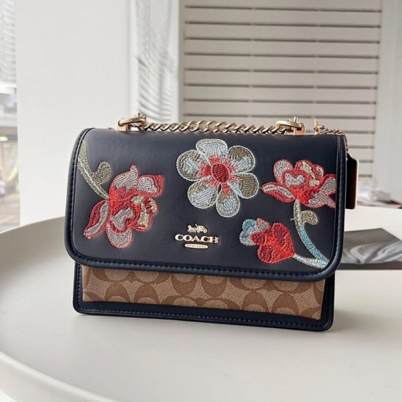 Coach Klare Floral Signature Crossbody Bag ( Floral Black )