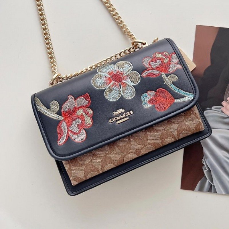 Coach Klare Floral Signature Crossbody Bag ( Floral Black )