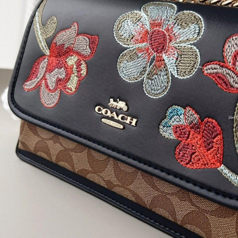 Coach Klare Floral Signature Crossbody Bag ( Floral Black )