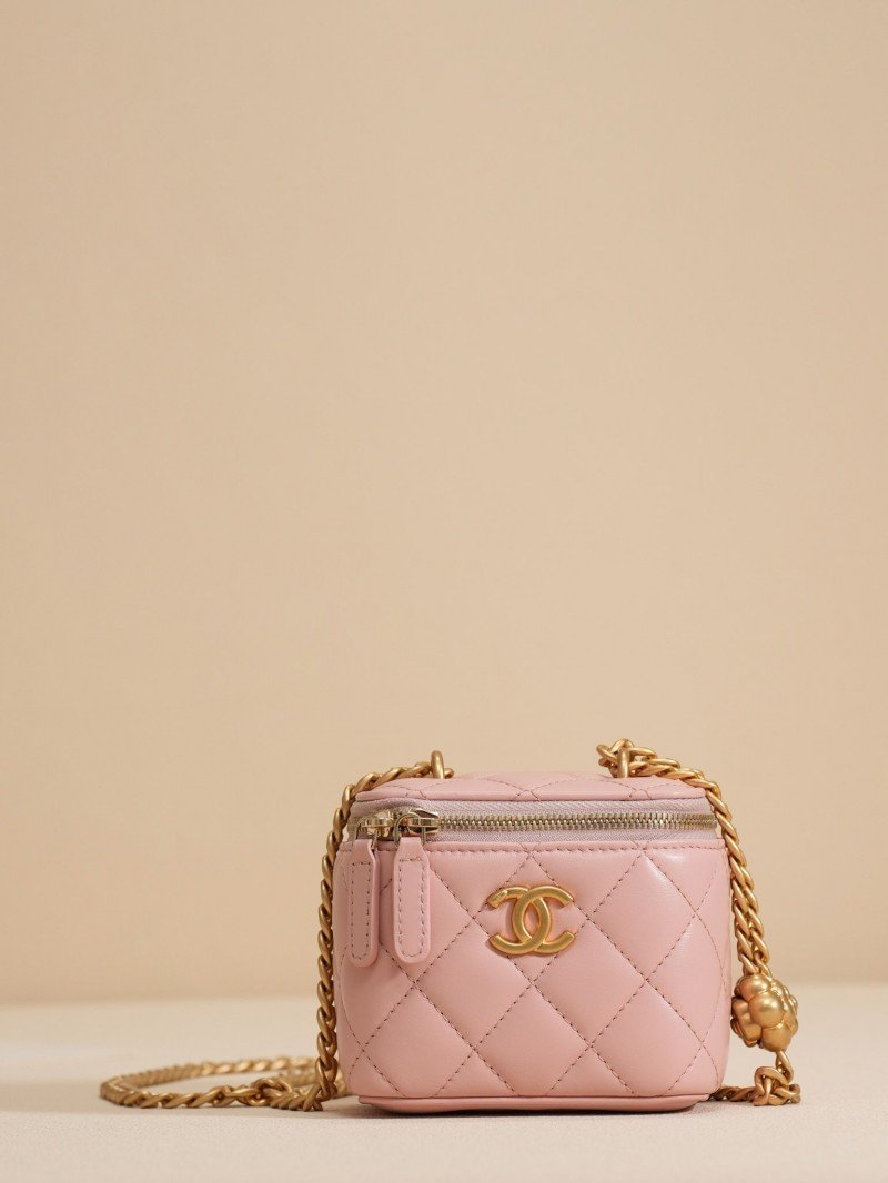 Chanel Small Vanity Leather Bag ( Pink )