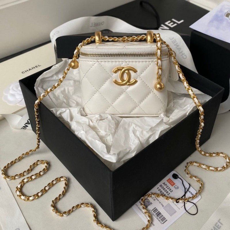 Chanel Small Vanity Leather Bag ( White )