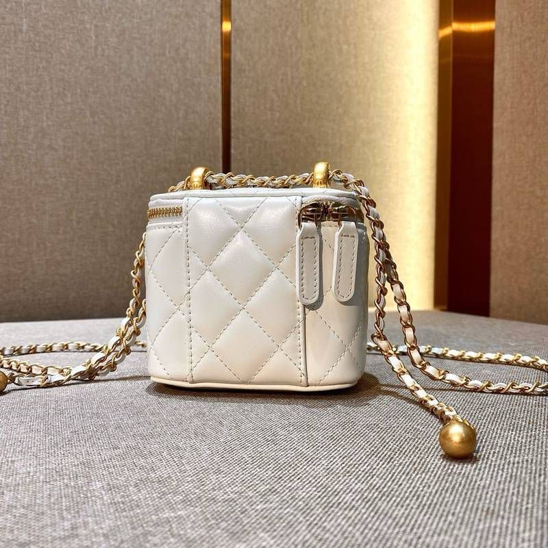 Chanel Small Vanity Leather Bag ( White )