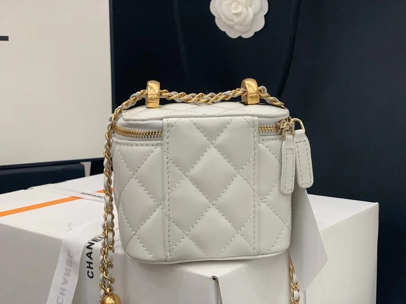 Chanel Small Vanity Leather Bag ( White )