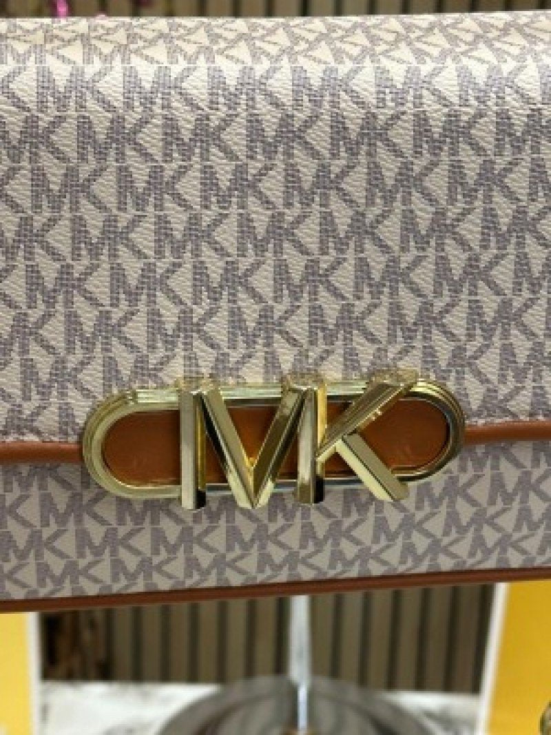 Michael Kors Mk Parker Leather Shoulder Bag ( Biege Brown )