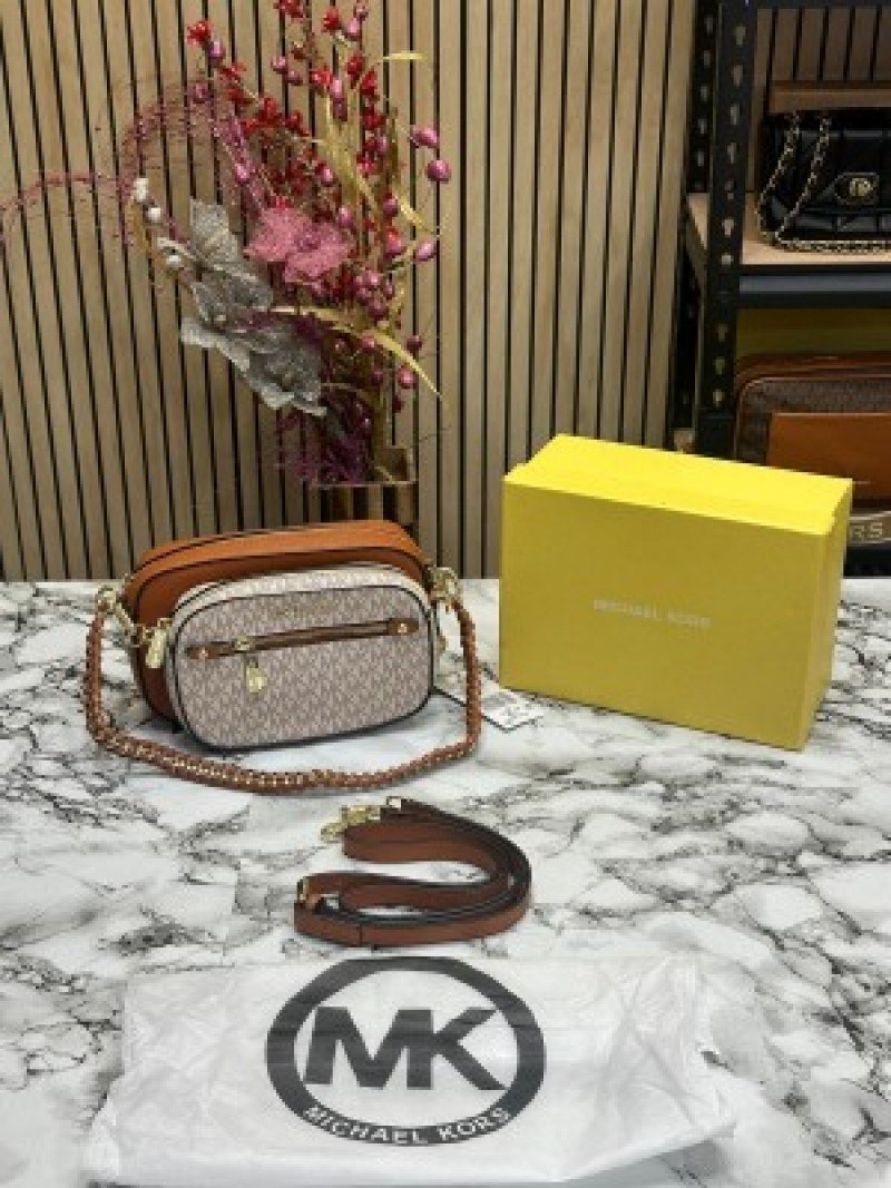 Michael Kors Jet Set Dual Shoulder Bag ( Biege Brown )