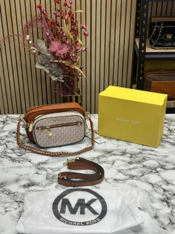 Michael Kors Jet Set Dual Shoulder Bag ( Biege Brown )