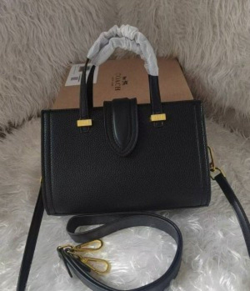 Coach Trendy Signature Satchel Bag ( Black )