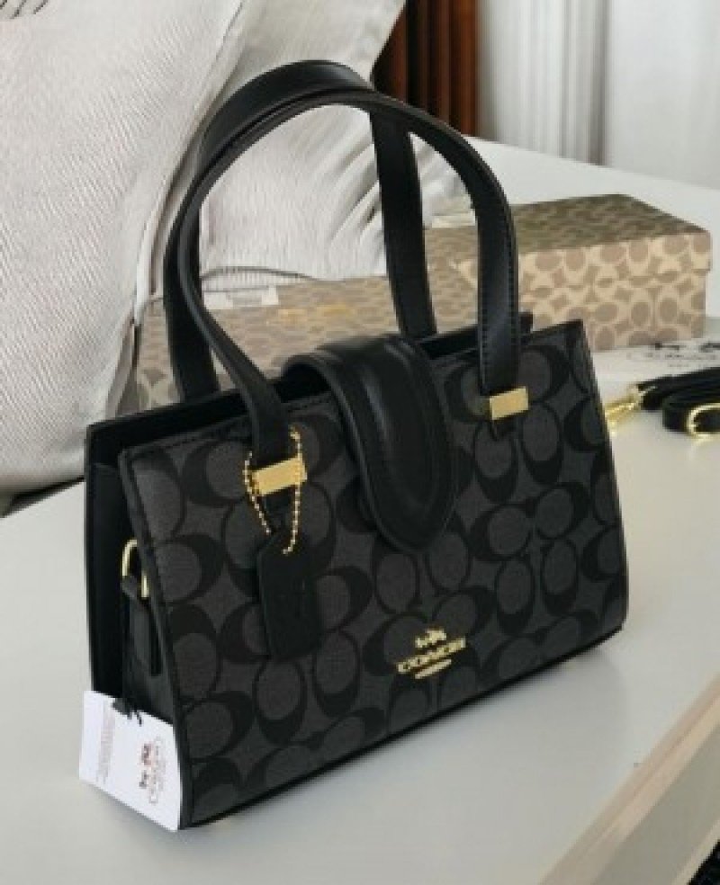 Coach Trendy Signature Satchel Bag ( Coffee Brown )