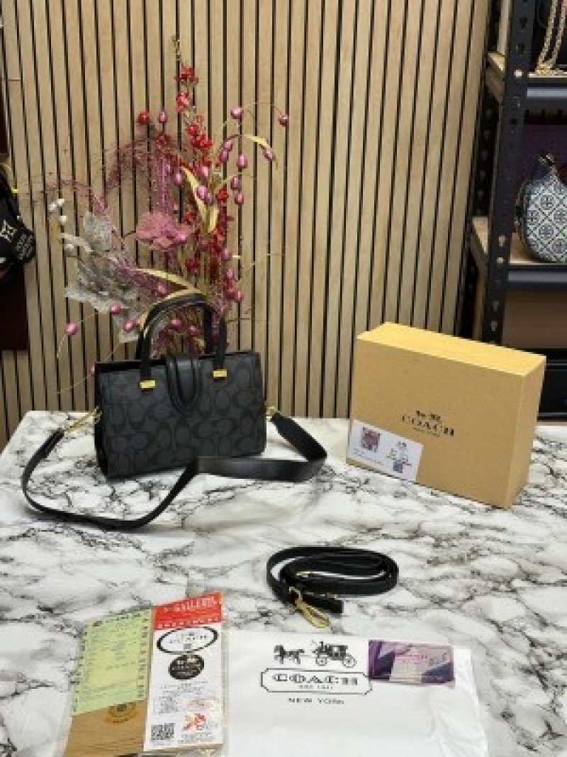 Coach Trendy Signature Satchel Bag ( Coffee Brown )