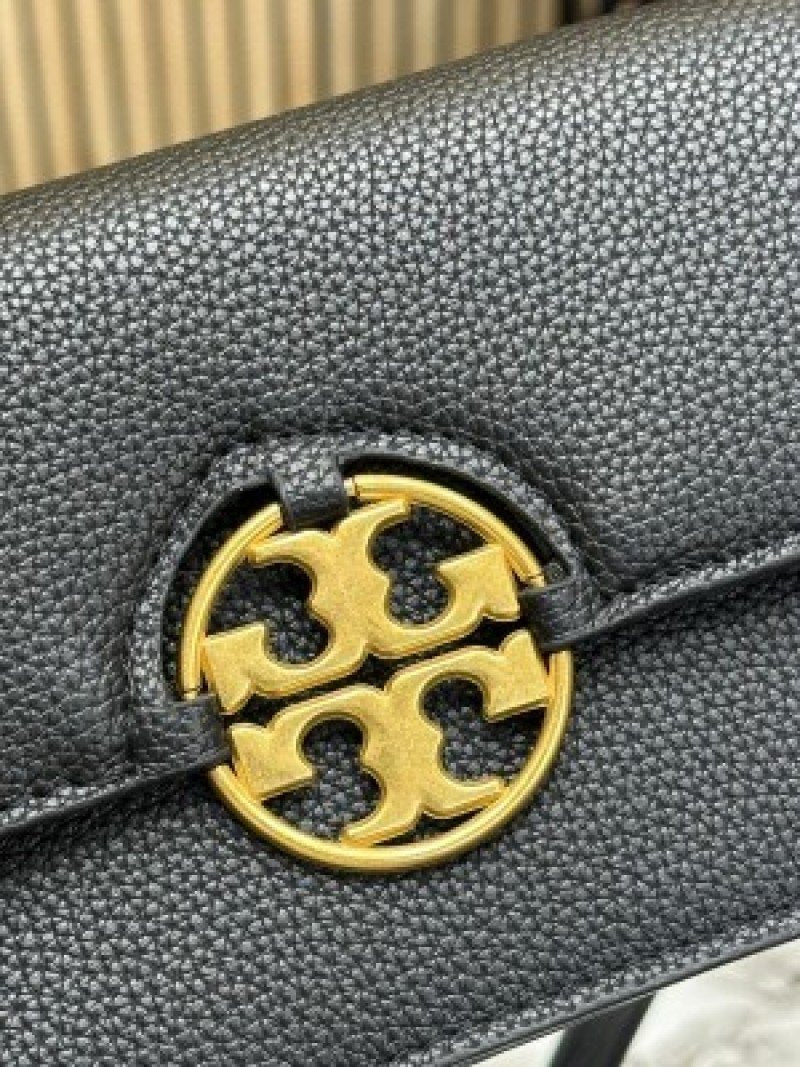 Tory Burch Leather Miller Flap Shoulder Bag ( Black )