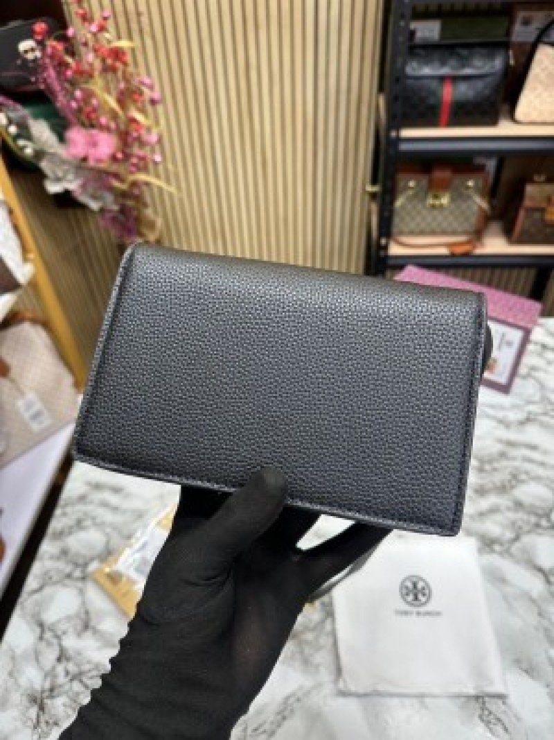 Tory Burch Leather Miller Flap Shoulder Bag ( Black )